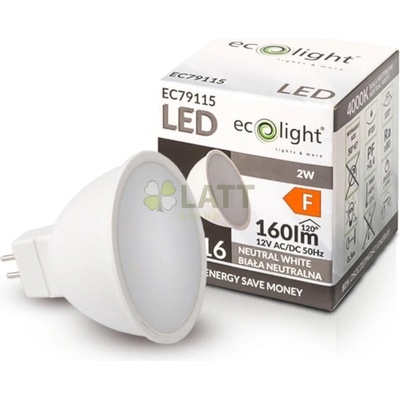 Ecolight LED žárovka MR16 12V 2W neutrální bílá