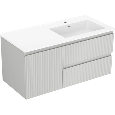 Mexen Rivel шкаф за баня 100 см с мивка Otis дясна, 2S, 1D, релефна, сива/бяла мат (91A23-10047-3-BBFFF62-W18P01)
