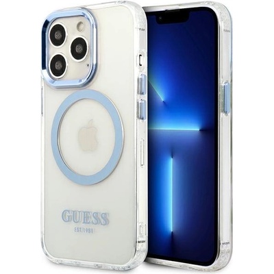 GUESS Кейс Guess GUHMP13LHTRMB за iPhone 13 Pro / 13 6.1", син / син, твърд, Metal Outline Magsafe (3666339057237)
