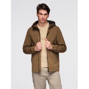 Ombre Clothing Мъжко лекo яке с водоустойчив слой и качулка - кафяво V2 C638 Ombre Clothing Ombre Clothing | Kafyav | МЪЖЕ | S