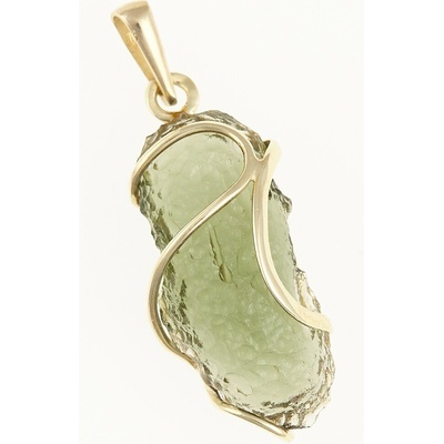 My Moldavite Zlatý přívěsek s přírodním vltavínem 090
