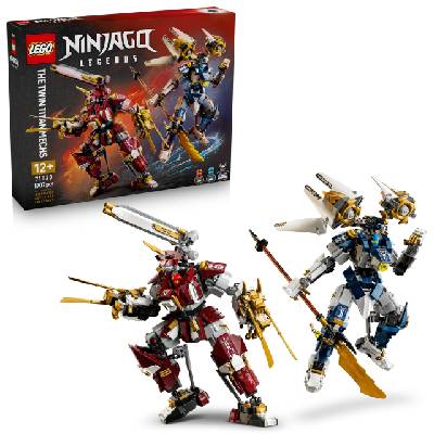 NINJAGO The twin titan mechs - ninja playset with 2 action figures and 3 minifigures including Kai and NYA - children's room decoration - gift idea for boys aged 12 and over and teenage fans - 71870