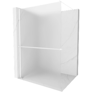 Mexen Kioto+ душ преграда с рафт Walk-in 130 x 200 см, матирана, бяла - 800-130-121-20-30 (800-130-121-20-30)