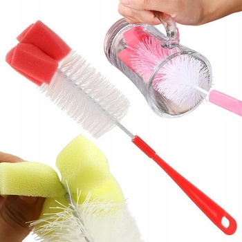 Canpol babies kefa na čistenie fliaš s hubkou zelená/modrá