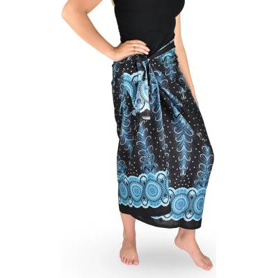 Thajsko Sarong Pareo BUN pávie kvet čierna