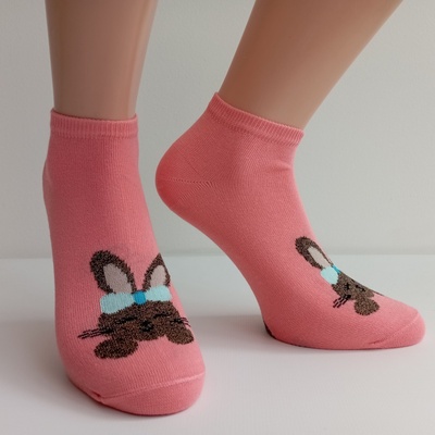 TREPON Dívčí kotníkové ponožky Bunny, lososové