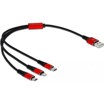 Delock 30 см дълъг USB кабел за зареждане 3 в 1 за Lightning, Micro USB и USB Type-C