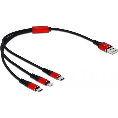 Delock 30 см дълъг USB кабел за зареждане 3 в 1 за Lightning, Micro USB и USB Type-C