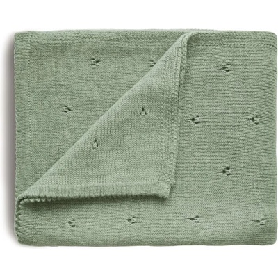 Mushie Knitted Pointelle Baby Blanket плетени одеяла за деца Sage 80 x 100cm