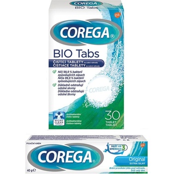 Corega kazeta Tabs Bio Formula 30 kusů + Corega fixační krém extra silný 40 g