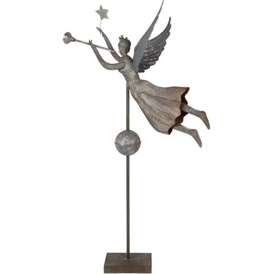 Velká vánoční kovová dekorace / korouhvička s andělíčkem – 93x26x130 cm