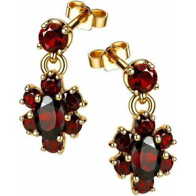 Zlaton Náušnice žluté zlato s granátem visací 1.8cm 3g O28052505746