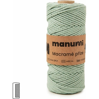 Manumi Macramé priadza stočená 3PLY 3mm Eucalyptus - 1 ks