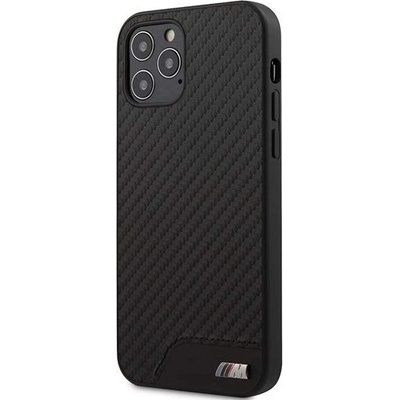 BMW M Collection PU Carbon Hard Case - кожен кейс за iPhone 12, iPhone 12 Pro (черен)
