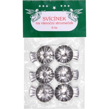 Držák svíček na stromečky strieborný 3,8cm 6ks