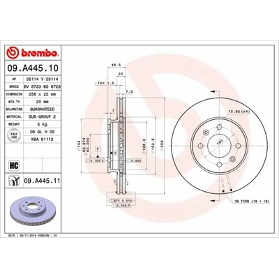 BREMBO brzdový kotúč 09.A445.11, súprava 2 ks