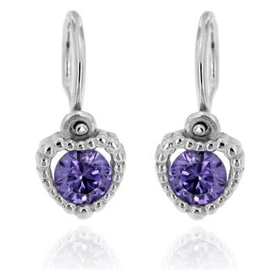 Zlatnictví U Kostela zlaté dětské náušnice fialová srdíčka 93807F