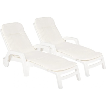 BICA Комплект от два шезлонга Technorattan с възглавници Bahama Bica white (BC8992DP)