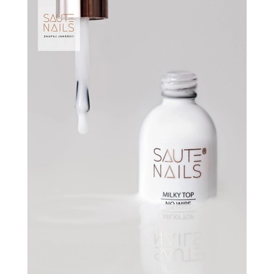 Saute Nails hybridní vrchní lak na nehty Milky Top No Wipe mléčný 8 ml