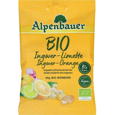 ALPENBAUER Přírodní bonbóny zázvor pomeranč limetka BIO 90 g