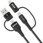Wozinsky 4в1 кабел Wozinsky WNBAA, 2x USB-C, 1x USB-A, 1x Lightning, 60W, 1m, ч (WNBAA)