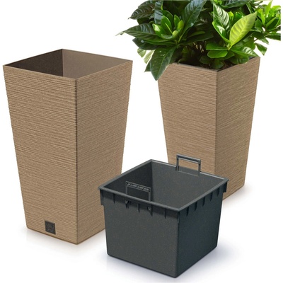Prosperplast Květináč FURU SQUARE ECO WOOD 39,5cm naturo