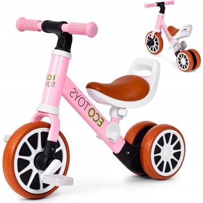 Ecotoys Ružový bežecký bicykel s pedálmi 2v1