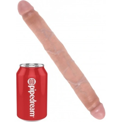 King Cock 12" Slim Double Dildo Flesh Dvojité dildo Bílý