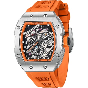 Pagani Мъжки часовник Pagani Design Tussah, Механичен, Неръждаема стомана, Оранжев (PD-YS012-ORANGE)