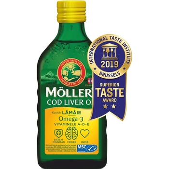 Möller’s Omega-3 + Витамини A, D, E Cod Liver Oil, лимон, 250 ml, Mollers