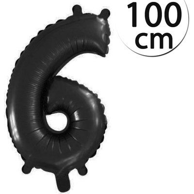 FUN RAG 6Black 215166 heliový balón fóliový číslo 6 černý 100 cm