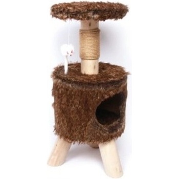 M-PETS Драскало за котка - M-Pets Castor - кафяво, плюш и сезал, 28 x 28 x 66 см, Φ7 см, Белгия - 20621699