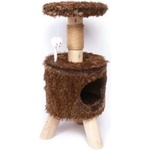M-PETS Драскало за котка - M-Pets Castor - кафяво, плюш и сезал, 28 x 28 x 66 см, Φ7 см, Белгия - 20621699