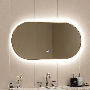 Inter Ceramic Овално огледалo за баня 60x120, с LED осветление и нагревател, злато (ICL 1833)