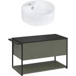 Krofam Комплект стенен шкаф Krofam e-LOV, сив, 80 см, плот Krofam e-LOV 80 см и мивка (137-0103+156-0107+137-0503)