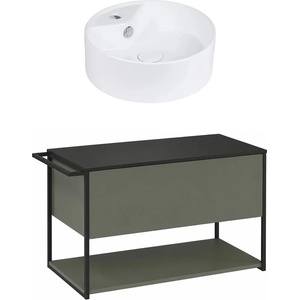 Krofam Комплект стенен шкаф Krofam e-LOV, сив, 80 см, плот Krofam e-LOV 80 см и мивка (137-0103+156-0107+137-0503)