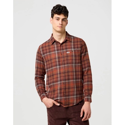 Wrangler pánská flannelová košile 1 kapsa 112371430 fired brick