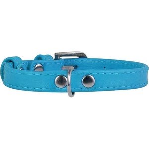 COLLAR Плосък кожен нашийник син 19 - 25см, 9мм