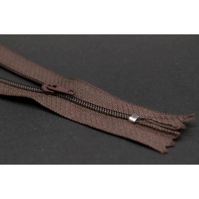 Nedeliteľný jemný plastový špirálový zips (veľkosť číslo 3) rôzne farby - dĺžka 12 cm - 60 cm 22 cm Hnedá