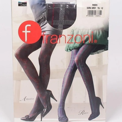 Чорапогащник с кариран десен в тъмносиво - 40 den