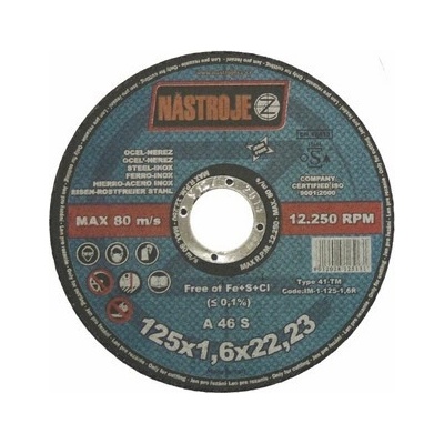Nástroje cz Kotouč řezný 125 x 1,6 x 22 mm IM-1-125-1,6R