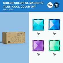 MiDeer Barevná magnetická stavebnice - chladné barvy - 20 ks