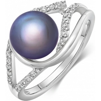 Sofia stříbrný prsten s tmavou perlou AEAR3383Z BKFM R