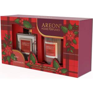 Areon Комплект ароматна свещ Areon Classic - С ароматни пръчици, Apple & Cinnamon (SHP19_G01) - baby