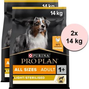 PRO PLAN ALL SIZES ADULT Light/Sterilised пиле 2 x 14 кг