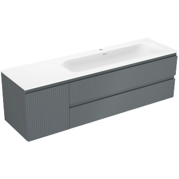 Mexen Rivel баня шкаф 160 см с мивка Vela дясна, 2S, 1D, рифлована, графит/бял мат - 91A23-16047-3-BBFFF66-W23P01 (91A23-16047-3-BBFFF66-W23P01)