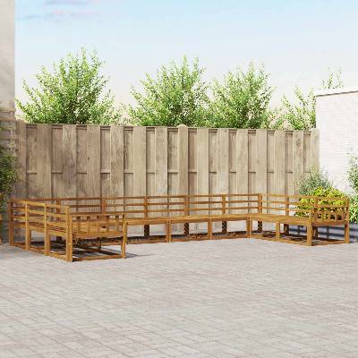 vidaXL Комплект дивани за открито 10 pcs Естествен (3368232)