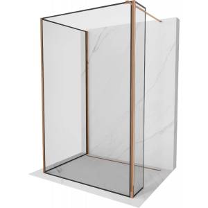 Mexen Kioto душ кабина Стена Walk-in 140 x 100 x 30 см, черна рамка, розово злато - 800-140-100-221-60-70-030 (800-140-100-221-60-70-030)