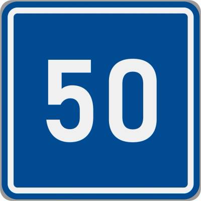 Dopravní značka IP5 (50) Doporučená rychlost