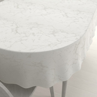 Biante oválný ubrus Parma PM-116 Stříbrný mramor na krémovém 140x160 cm
